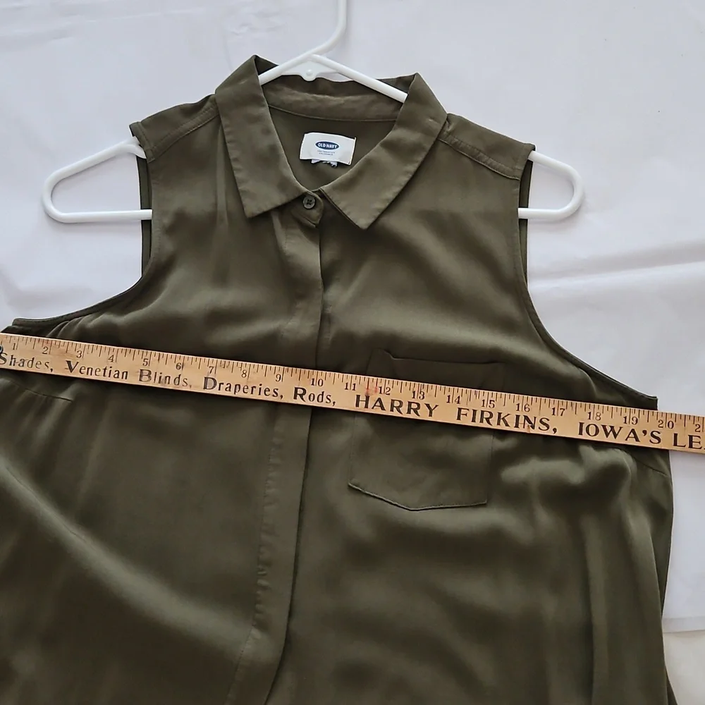 OLD NAVY Button Down Collared Tunic Dress sz M Ladies Hunter Green